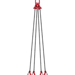 VEVOR Chain Sling, 1/4 inch x 5 ft Lifting Chains with Hooks, G80 Engine Chain Hoist Lifts, 6600 lbs/3 Ton Lifting Sling Chains for Engine Hoist, Engine Lift Chain with 4 Leg Grab Hooks and Adjusters