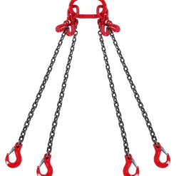 VEVOR Chain Sling, 1/4 inch x 5 ft Lifting Chains with Hooks, G80 Engine Chain Hoist Lifts, 6600 lbs/3 Ton Lifting Sling Chains for Engine Hoist, Engine Lift Chain with 4 Leg Grab Hooks and Adjusters