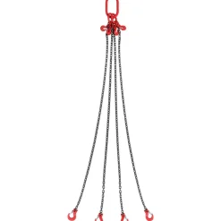 VEVOR Chain Sling, 1/4 inch x 5 ft Lifting Chains with Hooks, G80 Engine Chain Hoist Lifts, 6600 lbs/3 Ton Lifting Sling Chains for Engine Hoist, Engine Lift Chain with 4 Leg Grab Hooks and Adjusters