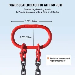 VEVOR Chain Sling, 5/16 inch x 6 ft Lifting Chains with Hooks, G80 Engine Chain Hoist Lifts, 6600 lbs/3 Ton Lifting Sling Chains for Engine Hoist, Engine Lift Chain with 2 Leg Grab Hooks and Adjusters