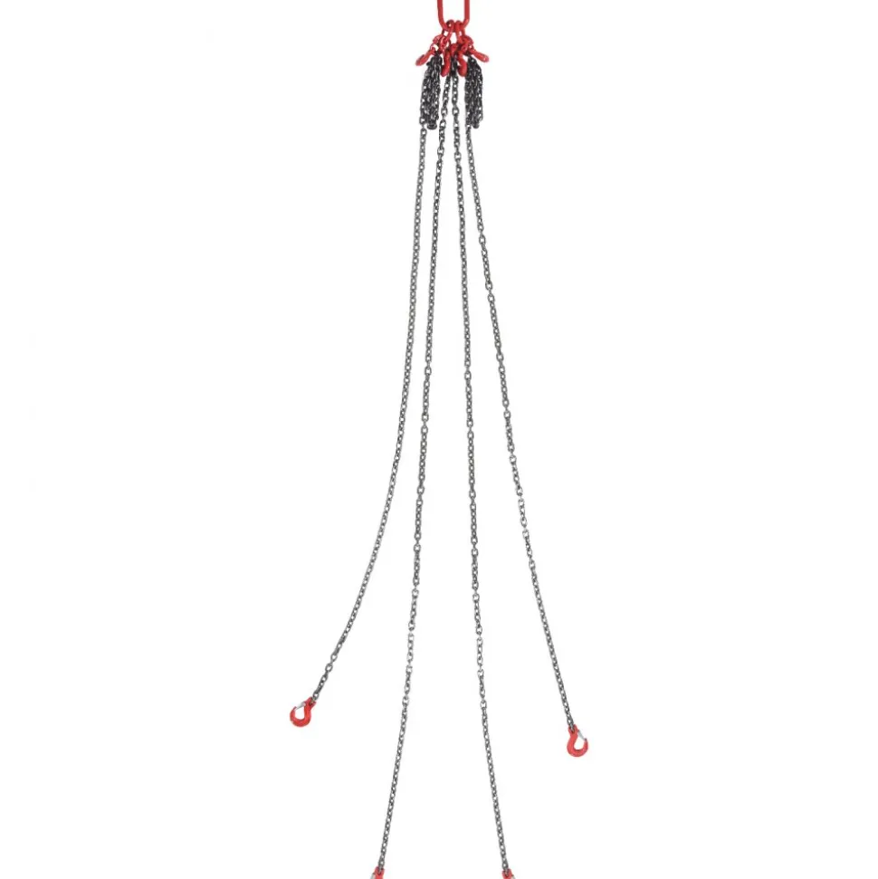 VEVOR Chain Sling, 3/8 inch x 5 ft Lifting Chains with Hooks, G80 Engine Chain Hoist Lifts, 11000 lbs/5 Ton Capacity Lifting Sling Chains for Engine Hoist, Engine Lift Chain with 2 Leg Grab Hooks