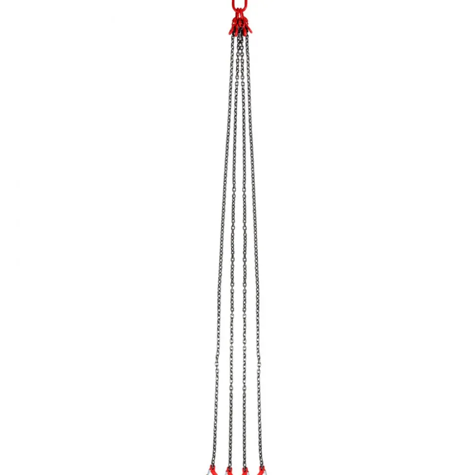 VEVOR Chain Sling, 3/8 inch x 5 ft Lifting Chains with Hooks, G80 Engine Chain Hoist Lifts, 11000 lbs/5 Ton Capacity Lifting Sling Chains for Engine Hoist, Engine Lift Chain with 2 Leg Grab Hooks