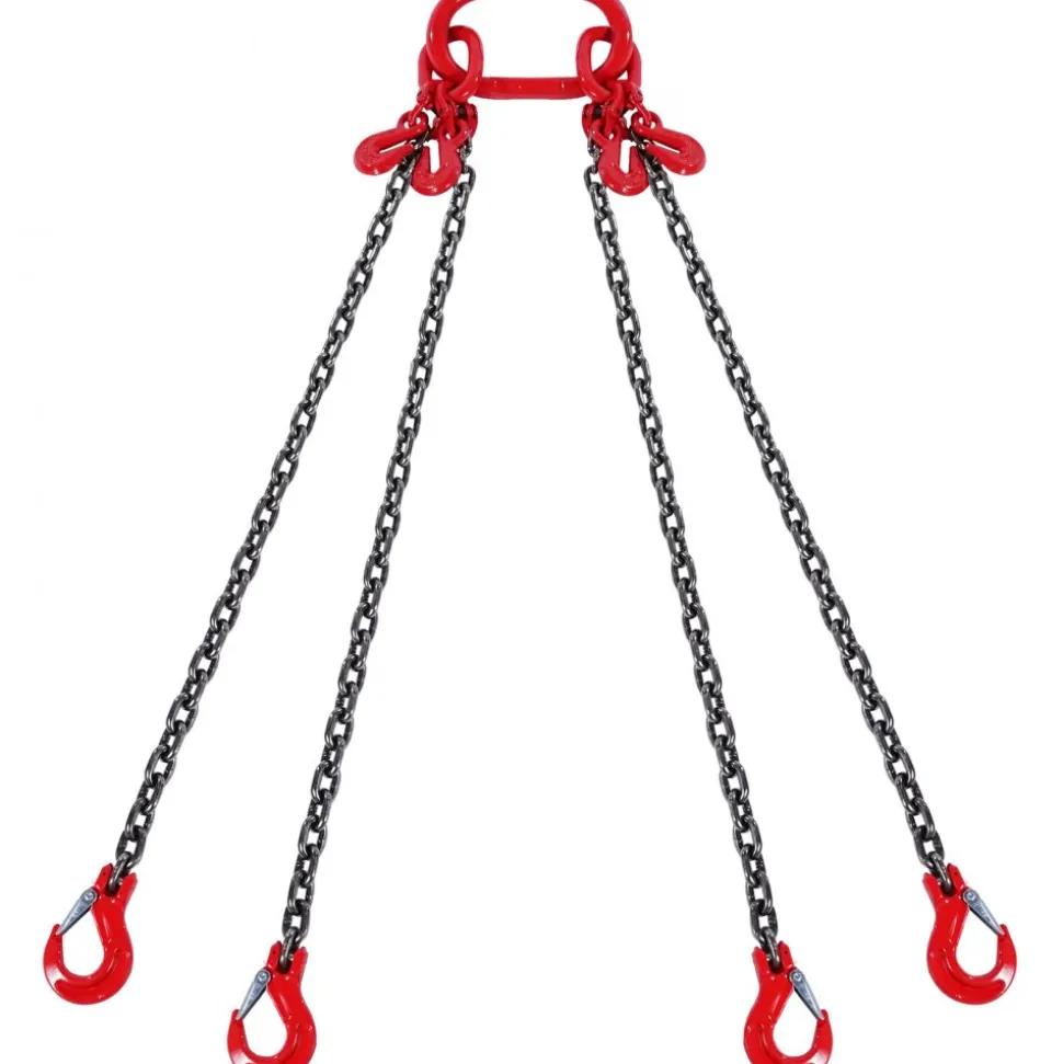 VEVOR Chain Sling, 3/8 inch x 5 ft Lifting Chains with Hooks, G80 Engine Chain Hoist Lifts, 11000 lbs/5 Ton Capacity Lifting Sling Chains for Engine Hoist, Engine Lift Chain with 2 Leg Grab Hooks