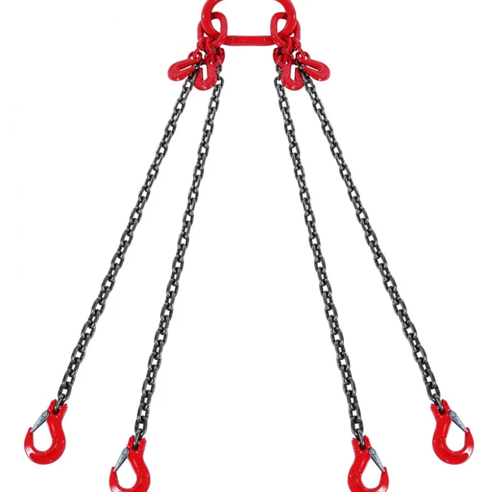 VEVOR Chain Sling, 3/8 inch x 5 ft Lifting Chains with Hooks, G80 Engine Chain Hoist Lifts, 11000 lbs/5 Ton Capacity Lifting Sling Chains for Engine Hoist, Engine Lift Chain with 2 Leg Grab Hooks