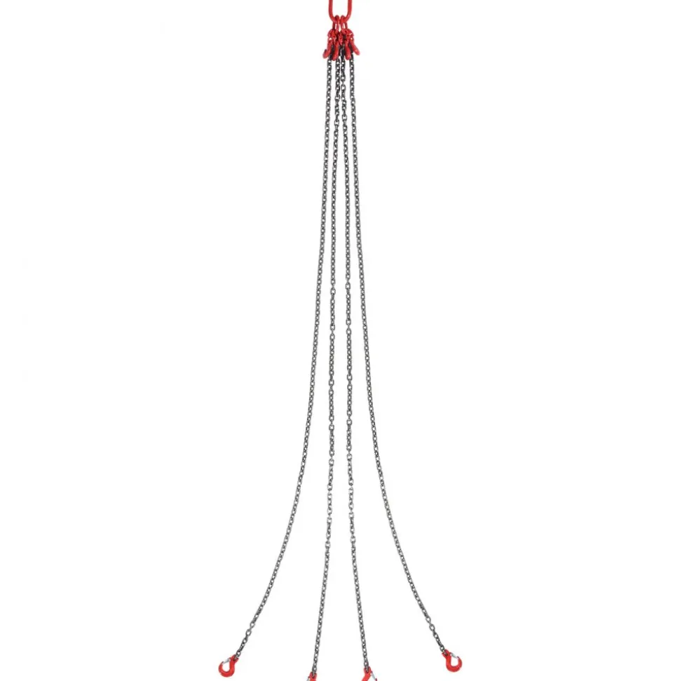 VEVOR Chain Sling, 3/8 inch x 5 ft Lifting Chains with Hooks, G80 Engine Chain Hoist Lifts, 11000 lbs/5 Ton Capacity Lifting Sling Chains for Engine Hoist, Engine Lift Chain with 2 Leg Grab Hooks