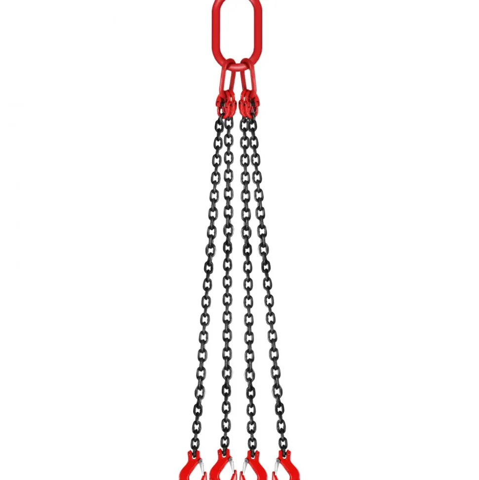 VEVOR Chain Sling, 5/16 inch x 5 ft Lifting Chains with Hooks, G80 Engine Chain Hoist Lifts, 11000 lbs/5 Ton Capacity Lifting Sling Chains for Engine Hoist, Engine Lift Chain with 4 Leg Grab Hooks