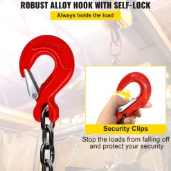 VEVOR Chain Sling, 5/16 inch x 5 ft Lifting Chains with Hooks, G80 Engine Chain Hoist Lifts, 11000 lbs/5 Ton Capacity Lifting Sling Chains for Engine Hoist, Engine Lift Chain with 4 Leg Grab Hooks