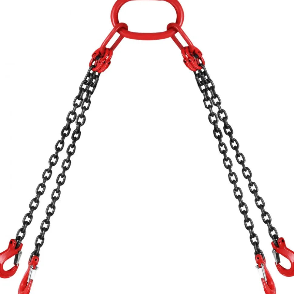 VEVOR Chain Sling, 5/16 inch x 5 ft Lifting Chains with Hooks, G80 Engine Chain Hoist Lifts, 11000 lbs/5 Ton Capacity Lifting Sling Chains for Engine Hoist, Engine Lift Chain with 4 Leg Grab Hooks