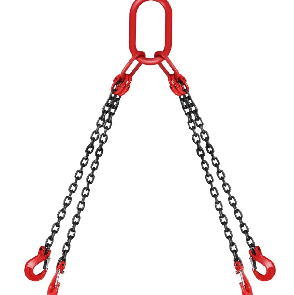 VEVOR Chain Sling, 5/16 inch x 5 ft Lifting Chains with Hooks, G80 Engine Chain Hoist Lifts, 11000 lbs/5 Ton Capacity Lifting Sling Chains for Engine Hoist, Engine Lift Chain with 4 Leg Grab Hooks