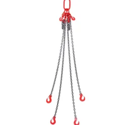 VEVOR Chain Sling, 5/16 inch x 5 ft Lifting Chains with Hooks, G80 Engine Chain Hoist Lifts, 11000 lbs/5 Ton Lifting Sling Chains for Engine Hoist, Engine Lift Chain with 4 Leg Grab Hooks & Adjusters