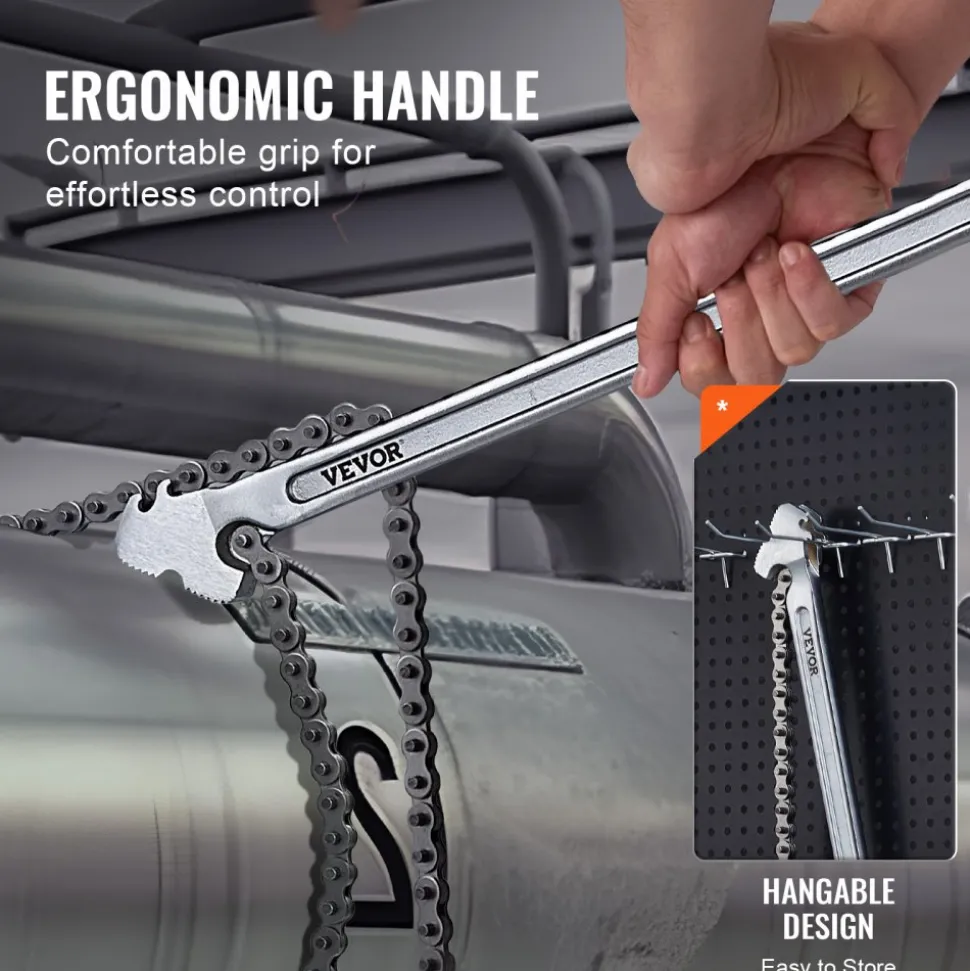 VEVOR Chain Wrench, 48 inch Chain Pipe Wrench, 13.4 inch Diameter Capacity, CRV Reversible Pipe Fitting Tool Wrench with High Strength Jaw and Ergonomic Handle, for Pipe Installation and Car Repair