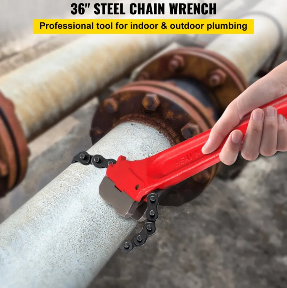 VEVOR Chain Wrench Pipe 36inch,Heavy Duty Oil Filter Chain Wrench Capacity 4-1/2 to 7-1/2inch ,Chain Wrench 30inch (760 mm) Chain Length Plumbing Pipe Tool