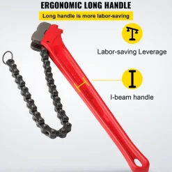 VEVOR Chain Wrench Pipe 36inch,Heavy Duty Oil Filter Chain Wrench Capacity 4-1/2 to 7-1/2inch ,Chain Wrench 30inch (760 mm) Chain Length Plumbing Pipe Tool