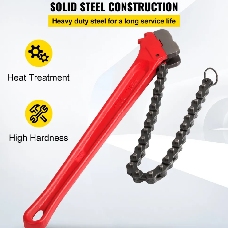 VEVOR Chain Wrench Pipe 36inch,Heavy Duty Oil Filter Chain Wrench Capacity 4-1/2 to 7-1/2inch ,Chain Wrench 30inch (760 mm) Chain Length Plumbing Pipe Tool