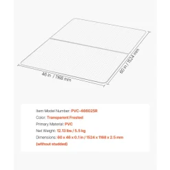 VEVOR Chair Mat, 60 x 46-inch Office Chair Mat for Low Pile Carpeted Floors, Clear Floor Protector Rug with Studded, Non-Slip & Easy to Clean, Smooth Glide Under Desk Rug for Home Office (Rectangular)