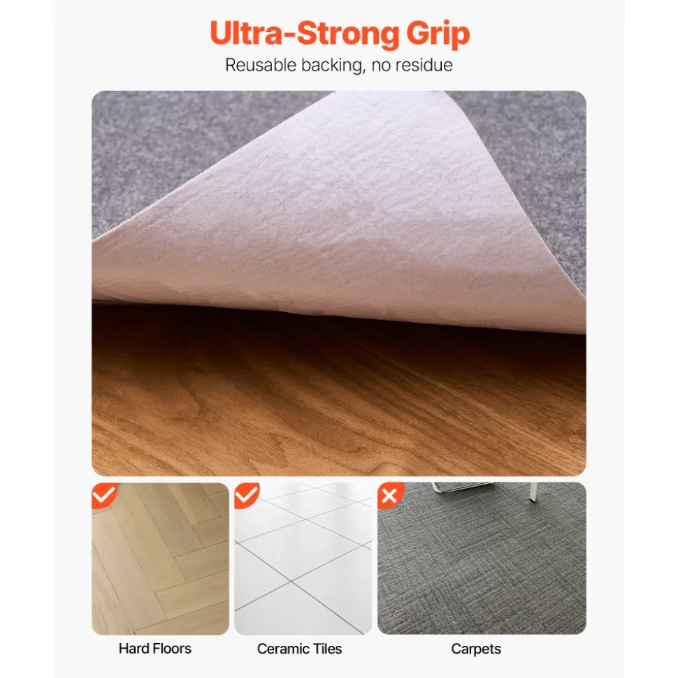 VEVOR Chair Mat, 55 x 35-inch Office Chair Mat for Hard Floors, Floor Protector for Rolling Chairs, Polyester Surface, Non-Slip & Easy to Clean, Smooth Glide Under Desk Rug for Home Office (Dark Grey)