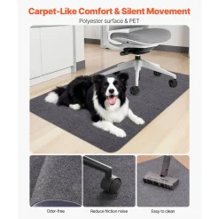 VEVOR Chair Mat, 55 x 35-inch Office Chair Mat for Hard Floors, Floor Protector for Rolling Chairs, Polyester Surface, Non-Slip & Easy to Clean, Smooth Glide Under Desk Rug for Home Office (Dark Grey)