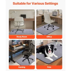 VEVOR Chair Mat, 36 x 48-inch Office Chair Mat for Hard Floors, Floor Protector for Rolling Chairs, Corduroy Surface, Non-Slip & Easy to Clean, Smooth Glide Under Desk Rug for Home Office (Grey)