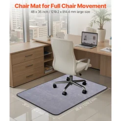 VEVOR Chair Mat, 36 x 48-inch Office Chair Mat for Hard Floors, Floor Protector for Rolling Chairs, Corduroy Surface, Non-Slip & Easy to Clean, Smooth Glide Under Desk Rug for Home Office (Grey)