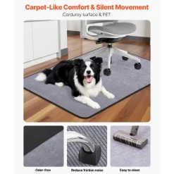 VEVOR Chair Mat, 36 x 48-inch Office Chair Mat for Hard Floors, Floor Protector for Rolling Chairs, Corduroy Surface, Non-Slip & Easy to Clean, Smooth Glide Under Desk Rug for Home Office (Grey)