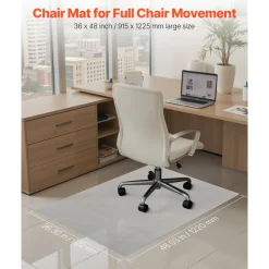 VEVOR Chair Mat, 36 x 48-inch Transparent Office Chair Mat for Hard Floors, Floor Protector for Rolling Chairs, Non-Slip & Easy to Clean, Smooth Glide Under Desk Rug for Home Office (Rectangular)