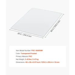 VEVOR Chair Mat, 36 x 48-inch Transparent Office Chair Mat for Hard Floors, Floor Protector for Rolling Chairs, Non-Slip & Easy to Clean, Smooth Glide Under Desk Rug for Home Office (Rectangular)