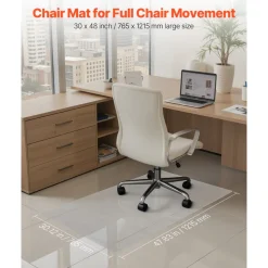 VEVOR Chair Mat, 30 x 48-inch Transparent Office Chair Mat for Hard Floors, Floor Protector for Rolling Chairs, Non-Slip & Easy to Clean, Smooth Glide Under Desk Rug for Home Office (Rectangular)