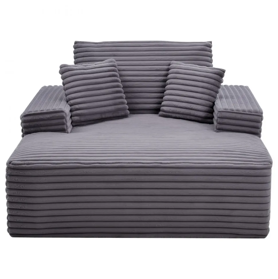VEVOR Chaise Lounge Chair, 48 in Boneless Chaise Lounge Indoor, Modern Upholstered Oversized Reading Chair with Throw Pillows & Armrests, Sofa Couch Deep Seat Sleeper for Living Room, Bedroom, Balcony