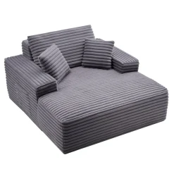 VEVOR Chaise Lounge Chair, 48 in Boneless Chaise Lounge Indoor, Modern Upholstered Oversized Reading Chair with Throw Pillows & Armrests, Sofa Couch Deep Seat Sleeper for Living Room, Bedroom, Balcony