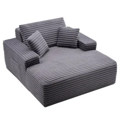 VEVOR Chaise Lounge Chair, 48 in Boneless Chaise Lounge Indoor, Modern Upholstered Oversized Reading Chair with Throw Pillows & Armrests, Sofa Couch Deep Seat Sleeper for Living Room, Bedroom, Balcony