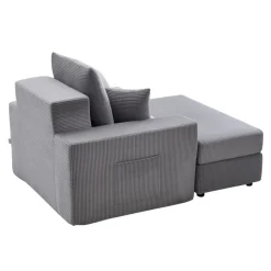 VEVOR Chaise Lounge Chair, 54 in Boneless Chaise Lounge Indoor, Modern Upholstered Oversized Reading Chair with Throw Pillows & Armrests, Sofa Couch Deep Seat Sleeper for Living Room, Bedroom, Beige