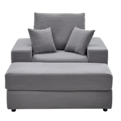 VEVOR Chaise Lounge Chair, 54 in Boneless Chaise Lounge Indoor, Modern Upholstered Oversized Reading Chair with Throw Pillows & Armrests, Sofa Couch Deep Seat Sleeper for Living Room, Bedroom, Beige