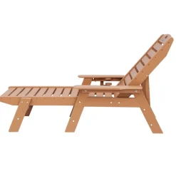 VEVOR Chaise Lounge Chair, 400 lbs Weight Capacity, 6 Positions Adjustable Patio Lounge Chair, Outdoor HDPE Lounge Chair with Backrest & Cup Holder, for Pool Poolside Deck Backyard Lawn, Brown