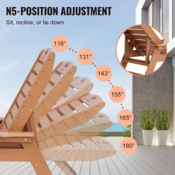 VEVOR Chaise Lounge Chair, 400 lbs Weight Capacity, 6 Positions Adjustable Patio Lounge Chair, Outdoor HDPE Lounge Chair with Backrest & Cup Holder, for Pool Poolside Deck Backyard Lawn, Brown