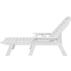 VEVOR Chaise Lounge Chair, 400 lbs Weight Capacity, 6 Positions Adjustable Patio Lounge Chair, Outdoor HDPE Lounge Chair with Backrest & Cup Holder, for Pool Poolside Deck Backyard Lawn, Gray