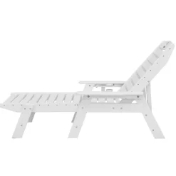 VEVOR Chaise Lounge Chair, 400 lbs Weight Capacity, 6 Positions Adjustable Patio Lounge Chair, Outdoor HDPE Lounge Chair with Backrest & Cup Holder, for Pool Poolside Deck Backyard Lawn, Gray