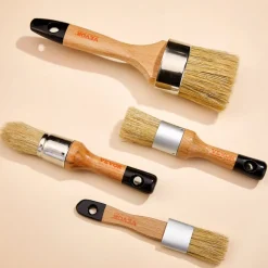VEVOR Chalk Wax Paint Brush, 4 Piece Wax Paint Brush, Chalk Paint Brushes for Furniture, Acrylic Paint,Milk Paint,Home Decor, Natural Bristle Round Oval Chalk Paint Brush for All Painting and Waxing