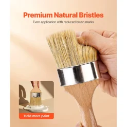 VEVOR Chalk Wax Paint Brush, 4 Piece Wax Paint Brush, Chalk Paint Brushes for Furniture, Acrylic Paint,Milk Paint,Home Decor, Natural Bristle Round Oval Chalk Paint Brush for All Painting and Waxing