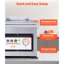 VEVOR Chamber Vacuum Sealer, 320W Sealing Power, Vacuum Packing Machine for Wet Foods, Meats, Marinades and More, Compact Size with 12.6 in Sealing Length, Applied in Home Kitchen and Commercial Use