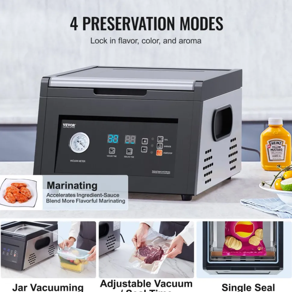 VEVOR Chamber Vacuum Sealer, 380W Vacuum Pump Power, Sealing Bag Packing Machine for Wet Foods, Meat, Compact Design with 11.5 in Sealing Length, Ideal Commercial Sealer for Professional and Home Use