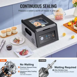 VEVOR Chamber Vacuum Sealer, 380W Vacuum Pump Power, Sealing Bag Packing Machine for Wet Foods, Meat, Compact Design with 11.5 in Sealing Length, Ideal Commercial Sealer for Professional and Home Use