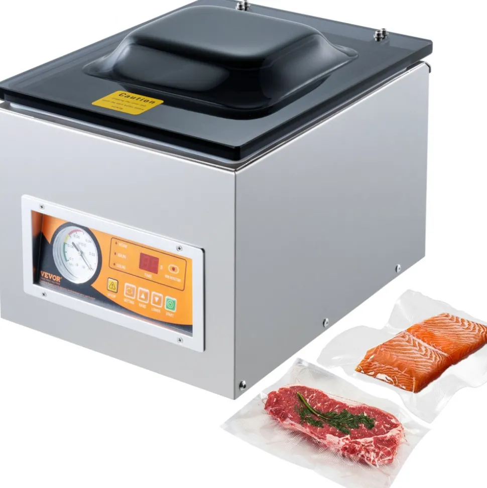 VEVOR Chamber Vacuum Sealer, 260W Sealing Power, Vacuum Packing Machine for Wet Foods, Meats, Marinades and More, Compact Size with 10.2 in Sealing Length, Applied in Home Kitchen