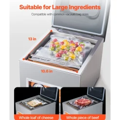 VEVOR Chamber Vacuum Sealer, 260W Sealing Power, Vacuum Packing Machine for Wet Foods, Meats, Marinades and More, Compact Size with 10.2 in Sealing Length, Applied in Home Kitchen
