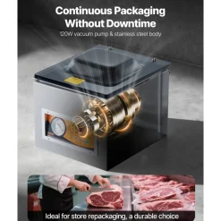 VEVOR Chamber Vacuum Sealer, 260W Sealing Power, Vacuum Packing Machine for Wet Foods, Meats, Marinades and More, Compact Size with 10.2 in Sealing Length, Applied in Home Kitchen