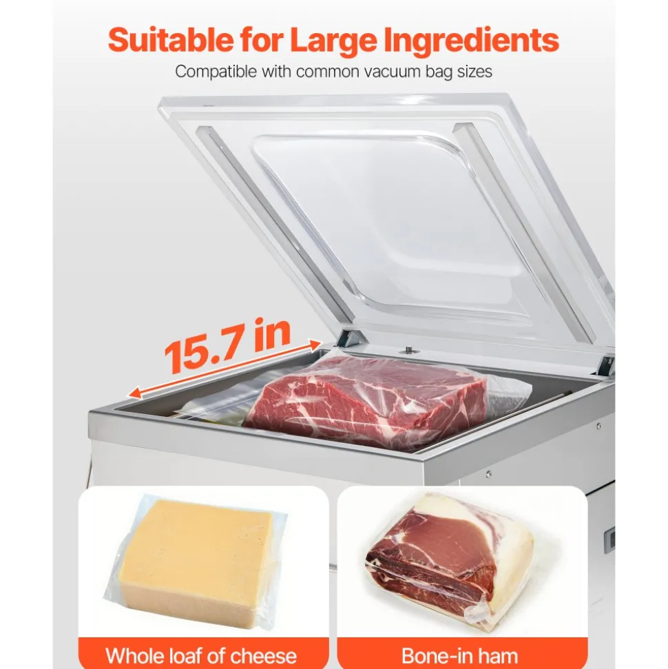 VEVOR Chamber Vacuum Sealer, 260W Sealing Power, Vacuum Packing Machine for Wet Foods, Meats, Marinades and More, Compact Size with 10.2 in Sealing Length, Applied in Home Kitchen and Commercial Use