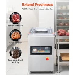VEVOR Chamber Vacuum Sealer, 260W Sealing Power, Vacuum Packing Machine for Wet Foods, Meats, Marinades and More, Compact Size with 10.2 in Sealing Length, Applied in Home Kitchen and Commercial Use