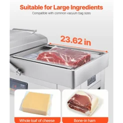 VEVOR Chamber Vacuum Sealer, 1200W Sealing Power, Vacuum Packing Machine for Wet Foods, Meats, Marinades and More, Compact Size with 23.6 in Sealing Length, Applied in Home Kitchen and Commercial Use