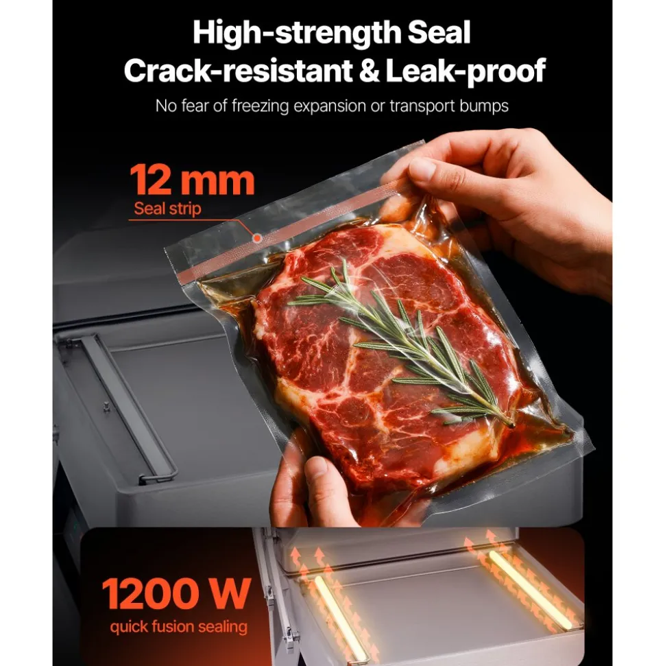 VEVOR Chamber Vacuum Sealer, 1200W Sealing Power, Vacuum Packing Machine for Wet Foods, Meats, Marinades and More, Compact Size with 23.6 in Sealing Length, Applied in Home Kitchen and Commercial Use