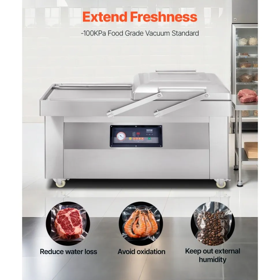VEVOR Chamber Vacuum Sealer, 1200W Sealing Power, Vacuum Packing Machine for Wet Foods, Meats, Marinades and More, Compact Size with 23.6 in Sealing Length, Applied in Home Kitchen and Commercial Use