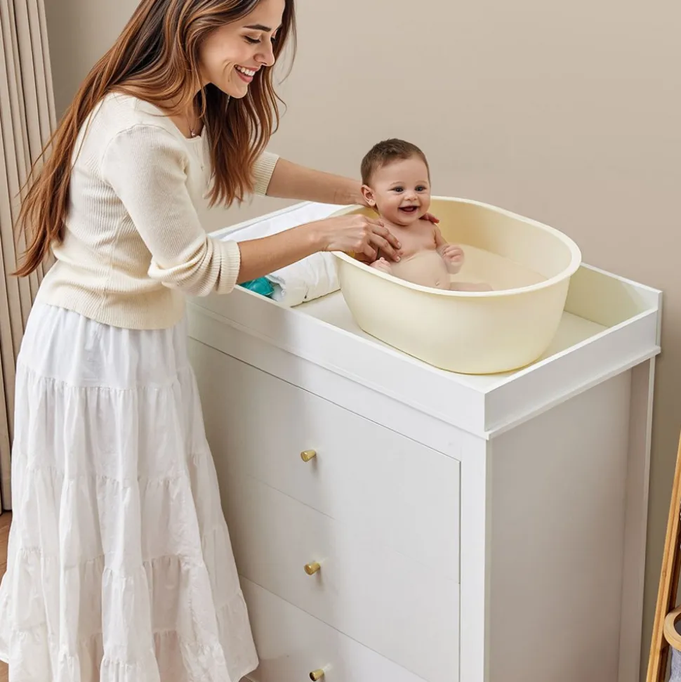 VEVOR Changing Table Dresser, Baby Diaper Change Station with 3 Drawers, Multi-Functional Modern Changing Table Dresser with Storage Organizer Nursery for Children's Room, White